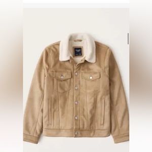 Abercrombie & fitch Sherpa Collar Vegan Suede Jacket